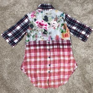 Aratta Silent Journey Plaid Embroidered Shirt